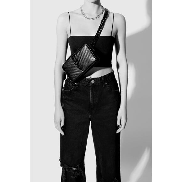 Rebecca Minkoff Edie Crossbody Belt Bag Brown Quilted Leather Clutch Chain Strap - Picture 15 of 15